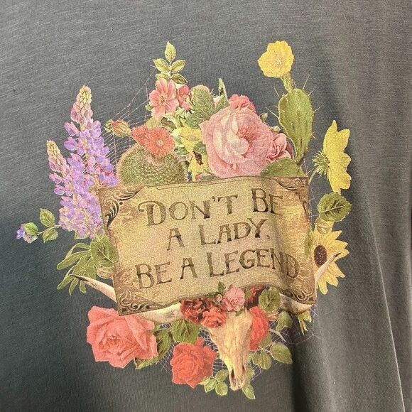 Junk Gypsy Graphic T-shirt Womens XXL Don't Be A Lady Floral Short Sleeve Cotton - Picture 4 of 7